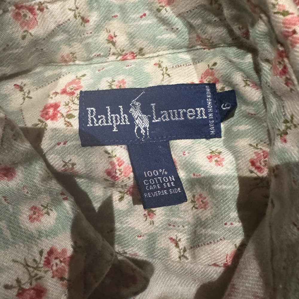 1980s Ralph Lauren 100% Cotton Floral‎ Cottagecore Button Down Shirt - Picture 8 of 8